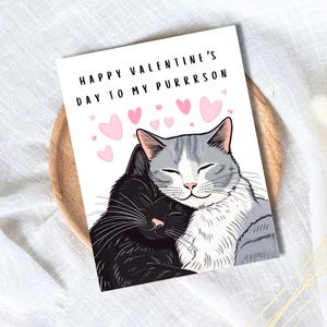Tarjeta de feliz día de San Valentín para Purrrson / Tarjeta de enamorados / Tarjeta de San Valentín de gatos para ella, él, esposa, esposo, novio, prometido / Regalo de San Valentín