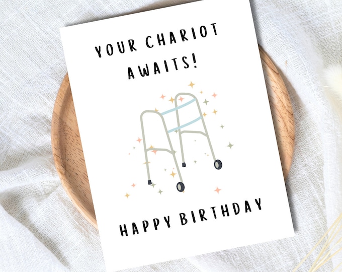Your Chariot Awaits Birthday Card Funny 60th 70th 80th Dad Birthday Card | Funny Punny Birthday Card Husband Wife Boyfriend Grandfather