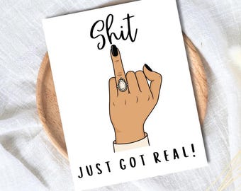 Tarjeta de compromiso divertida: Felicidades a la pareja recién comprometida