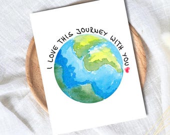Adventure Love Card | Watercolor Earth Greeting Card