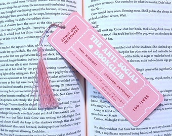 The Anti-Social Book Club Bookmark | Feminist Bookmark | Bookmark Ticket | Gift For Book Lover | Cute Bookmark | Christmas Gift