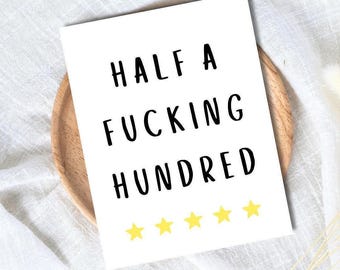 Funny 50th Birthday Card: Rude Half A Hundred Card For Dad