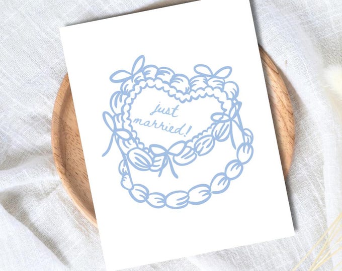Just Married Cute Congrats Engagement Card For Newly Married or Engaged Couple, Wedding Card For Her, Engagement Card For Sister, Cousin