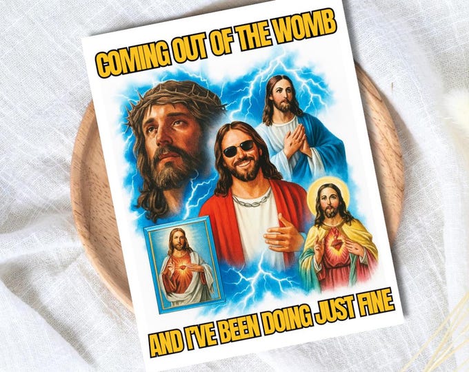 Coming Out Of The Womb Jesus Mothers Day Card, new mother card Mothers Day, Mum Mothers Day Cards For Her, Rude Funny Mothers Day Card