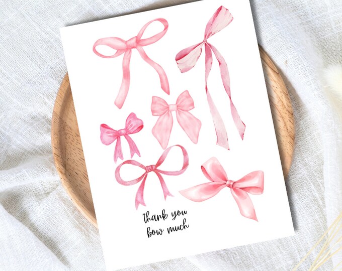 I Love You Bow Much Card | Pink Bow Coquette Card | Funny Birthday Card | Birthday Gift for Wife Husband | Valentines Card For Her Him