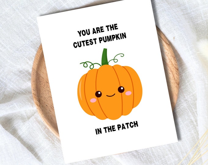 The Cutest Pumpkin | Spooky Love Halloween Card Birthday Card For Husband Wife Boyfriend Girlfriend Couples Partner Funny Birthday Card
