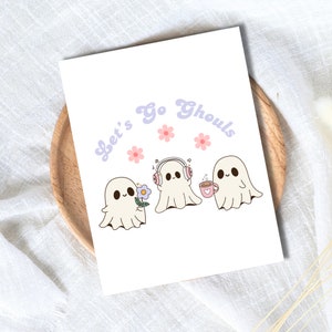 Let's Go Ghouls Spooky Love Halloween-kaart, verjaardagskaart voor beste vrienden Besties grappige Cheesy Halloween-wenskaart | Halloweendecor