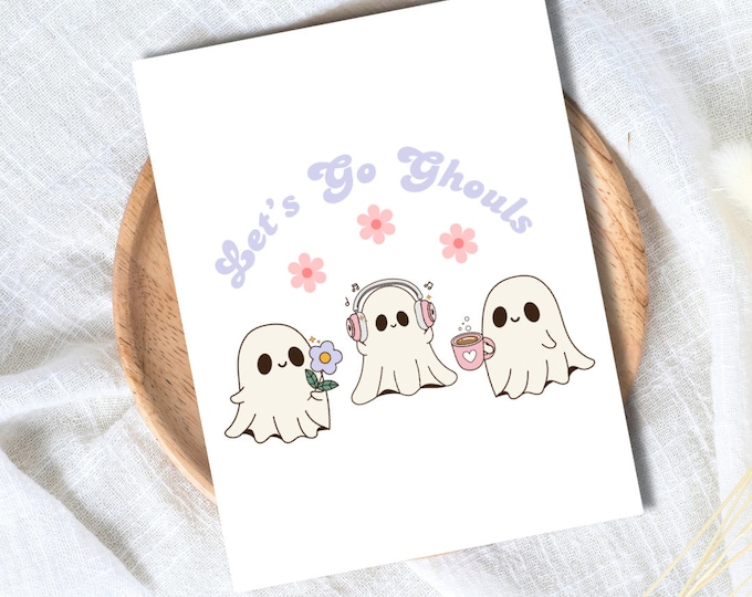 Let's Go Ghouls Spooky Love Halloween Card, Birthday Card For Best Friends Besties Funny Cheesy Halloween Greeting Card | Halloween Decor