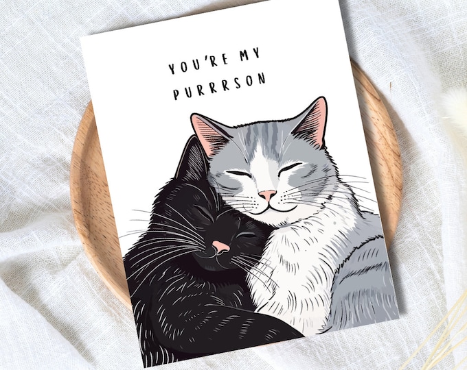 My Purrrson Cats Anniversary Card In Love Home Birthday Card Heartfelt Wedding/Dating Anniversary For Husband Wife Boyfriend Girlfriend Him