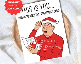 Funny Christmas Card For Dad or Older Husband: Stocking Stuffer (Digital Download, 4.25x5.5in PNG File)