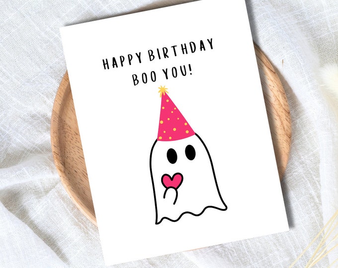 Happy Birthday Boo You | Spooky Love Halloween Card Birthday Card For Husband Wife Boyfriend Girlfriend Couples Partner Funny Birthday Card