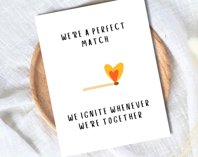 We're A Perfect Match Birthday Card | Heartfelt Card | Funny Birthday Card | Birthday Gift for Wife Husband | Valentines Card For Her Him