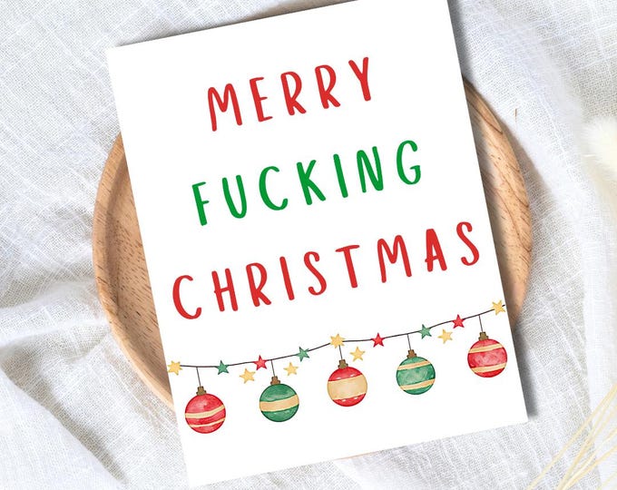 Rude Merry Christmas Card | Funny Card | Christmas Card For Husband Wife Boyfriend Girlfriend Mom Dad | Christmas Gifted For Him/Her