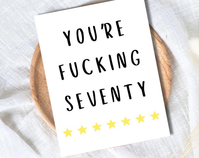 70th birthday card, Seventieth birthday card, milestone birthday card, 70th birthday gift, gift for men, half a hundred, rude birthday card