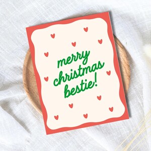 Joyeux Noël Bestie, carte de Noël Bestie, carte de Noël pour meilleur ami, carte d'amitié, fille bestie, coffret cadeau pour Noël d'un ami