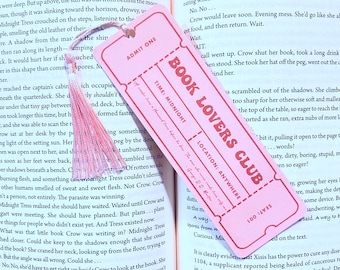 Boek Lovers Club bladwijzer | Feministische bladwijzer | Bookmark ticket | Leuke bladwijzer | Cadeau voor boekenliefhebber | Boekenclub | Vrouw | Kerstcadeau