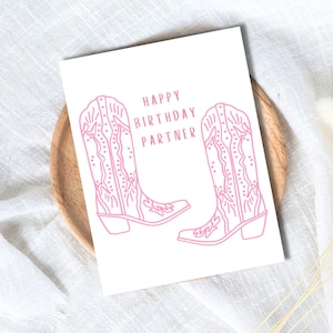 Happy Birthday Partner Geburtstagskarte Pink Cowboy Western Cowgirl Karte Geburtstagskarte Tochter Frau Freundin Geburtstagskarte Rootin Tootin