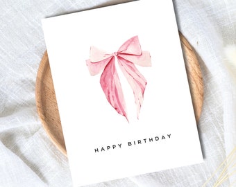 Pink Bow Coquette Birthday Card For Her Cute Minimal Girlfriend Cards For Wife For Girlfriend For Mom Card Tiktok Trending Card For Her