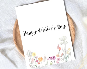 Carte fleurs fête des mères, carte joyeuse fête des mères, carte pour la fête des mères, cartes fête des mères maman pour elle, carte fête des mères pour grand-mère, grand-mère