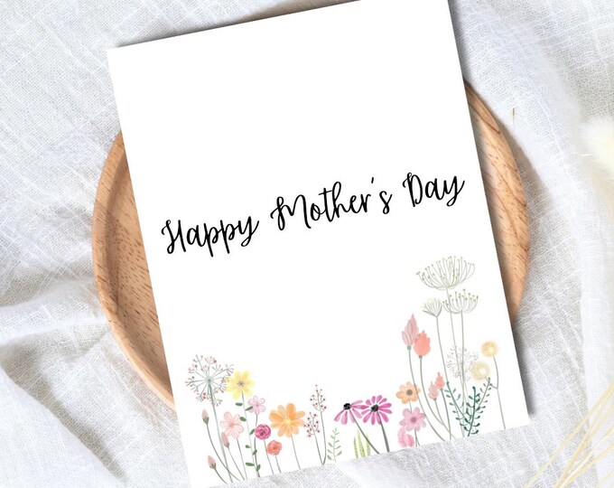 Mother's Day Flowers Card, Happy Mothers Day Card, Card For Mothers Day, Mum Mothers Day Cards For Her, Mothers Day Card For Grandma, Nana