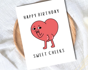 Happy Birthday Sweet Cheeks Birthday Card | Husband Birthday Card | Girlfriend Birthday Card | Wife Birthday Card | Birthday Card