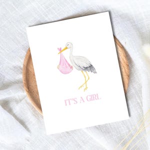 its a girl card, A New Baby Greeting Card, Pregnant, Congratulations, Baby Shower Card Daughter Niece Granddaughter Goddaughter Child Kids