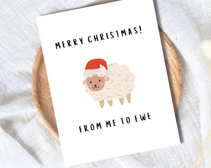 Christmas Sheep Card | Cute Christmas Card For Bestie Husband Wife Boyfriend Girlfriend Mom Dad Friend Family | Christmas Gifted For Him/Her