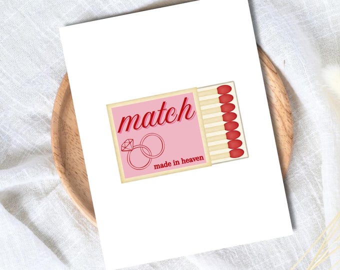 Match Made In Heaven Congrats Engagement Card For Newly Married or Engaged Couple, Wedding Card For Her, Engagement Card For Sister, Cousin