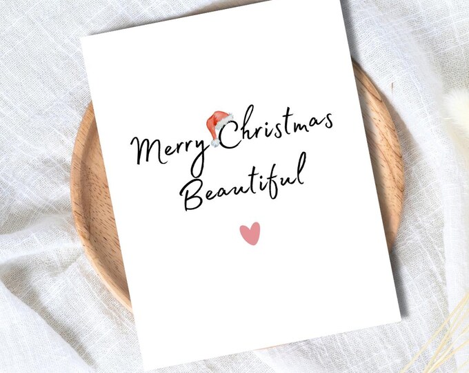 Merry Christmas Beautiful Love You Christmas Card, Girlfriend christmas card, Christmas card for Wife For Her, personalised Christmas Gift