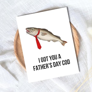 Father's Day Cod Fishing Father's Day Card | Funny Fathers Day Card For Dad Grandad Husband | Dad Birthday | Cute Daddy Grandpa Grandfather