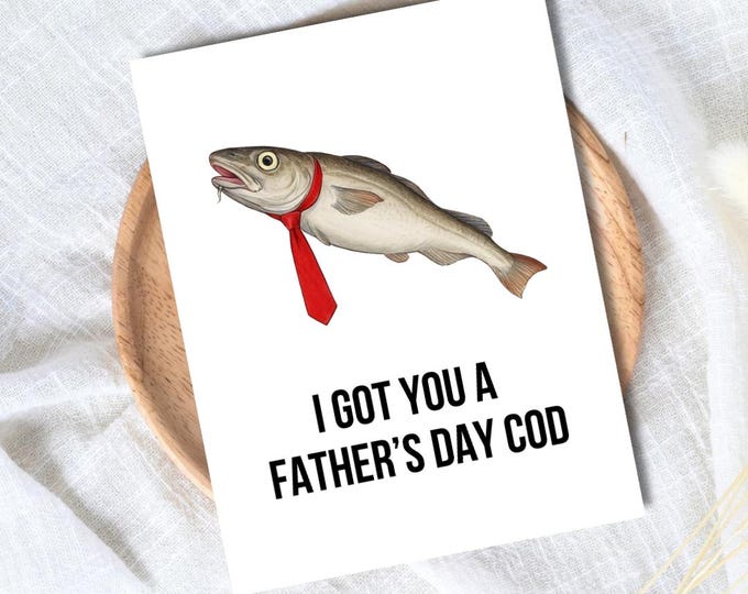 Father's Day Cod Fishing Father's Day Card | Funny Fathers Day Card For Dad Grandad Husband | Dad Birthday | Cute Daddy Grandpa Grandfather