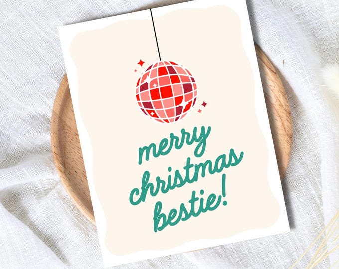 Merry Christmas Bestie, Bestie Christmas Card, Christmas Card For Best Friend, Friendship Card, Girl Bestie, gift box for friend Christmas