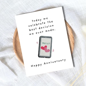 Lustig Online Dating Jubiläum Karte - Tinder Hinge Humor für Sie/Ihn