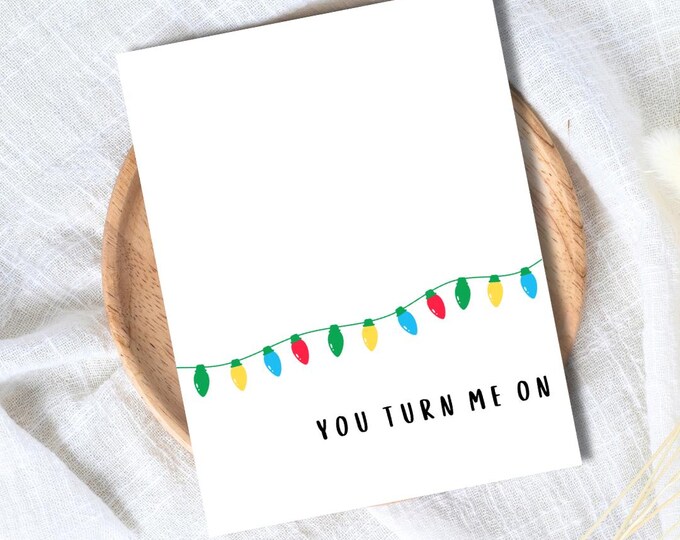 Funny Sexy Christmas Card You Turn Me On, Boyfriend christmas card, Girlfriend Christmas card for Wife, Husband, personalised Christmas Gift