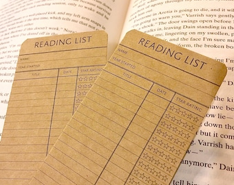 Reading List Bookmark | Library Card Bookmark | Vintage Library Bookmark | Book Tracker | Kraft Paper | Gift For Book Lover | Cute Bookmark