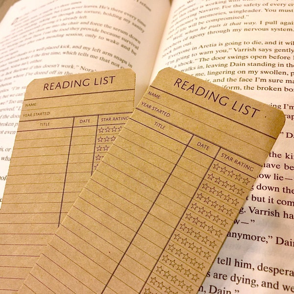 Reading List Bookmark | Library Card Bookmark | Vintage Library Bookmark | Book Tracker | Kraft Paper | Gift For Book Lover | Cute Bookmark