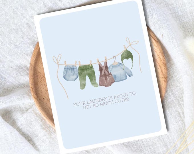 Your Laundry Is About To Get Cuter Baby Shower Card, A New Baby Card, Bestie Pregnant, Congratulations,  Daughter Niece Granddaughter Child