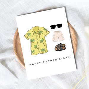 Dad's Favorite Outfit Hawaiian Shirt Cargo Shorts Sandals Father's Day Card For Dad Grandad Husband Birthday Funny Cute Daddy Grandad TV