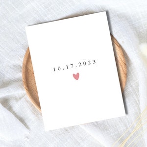 Tarjeta de aniversario personalizada con fecha / Tarjeta de feliz aniversario / Linda tarjeta de aniversario de boda/citas para esposo, esposa, novio, novia o él