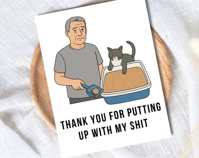 Put Up With My Sh*t Cat Dad Father's Day Card | Funny Fathers Day Card For Dad Grandad Husband | Dad Birthday | Cute Grandpa Grandfather