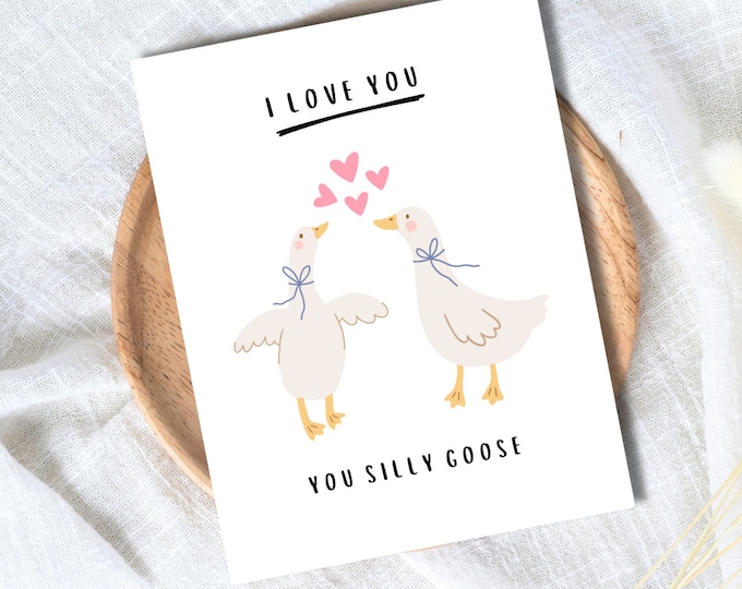 I Love You Silly Goose Anniversary Card Love Birthday Card Heartfelt Wedding/Dating Anniversary For Husband Wife Boyfriend Girlfriend Him