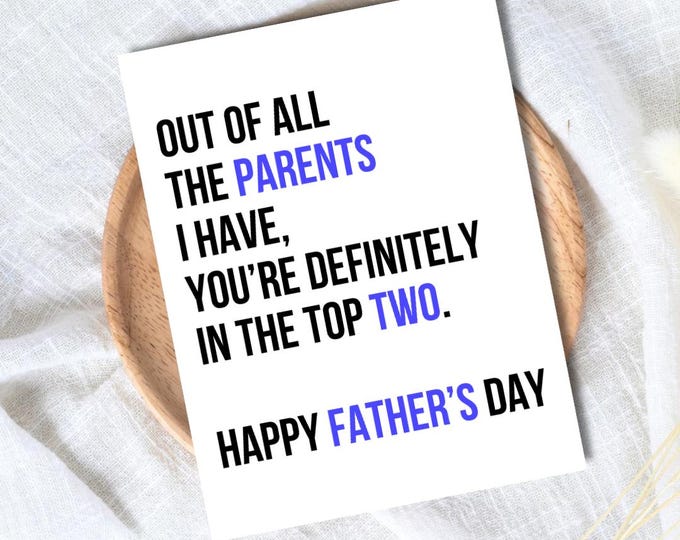 Top Two Parent Father's Day Card | Funny Fathers Day Card For Dad Grandad Husband | Dad Birthday | Cute Daddy Grandpa Grandfather