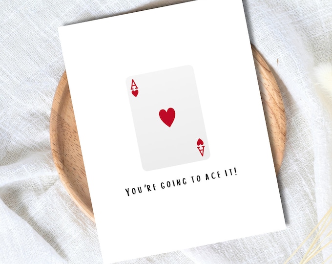 You're Going To Ace It Card New Job Good Luck Work Friend, Congratulations Card, Graduation, Well Done, New Job, Promotion Personalized Card