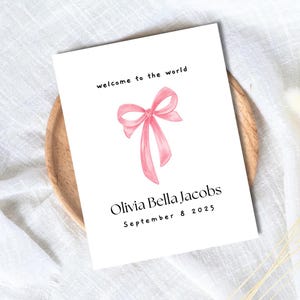 Carte personnalisée de naissance, Bienvenue dans le monde, Enceinte, Félicitations, Cadeau baby shower fille nièce petite-fille filleule enfant