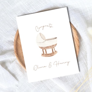 Carte personnalisée de baby shower, carte de naissance, enceinte, félicitations, cadeau de baby shower, fille nièce, petite-fille, filleule, enfant