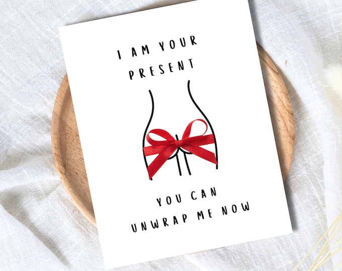 Unwrap Me Funny Sexy Christmas Card, Boyfriend christmas card, Girlfriend, Christmas card for Wife, Husband, personalised Christmas Gift