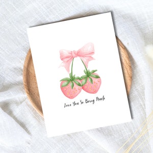 Ti amo così tanto Berry Much Card / Carina carta d'amore / Carta Bestie Strawberry / Regalo di compleanno per moglie marito / Carta di San Valentino per lei e lui