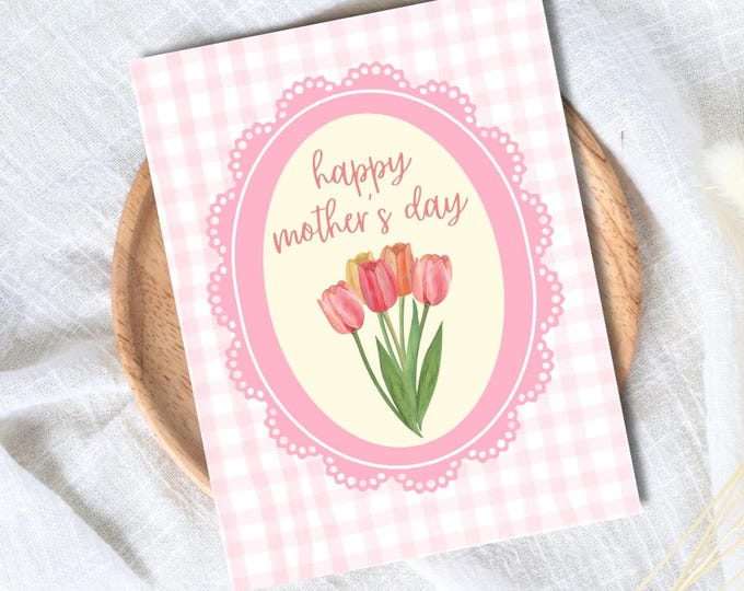Elegant Lace Happy Mothers Day Card, Flowers Roses Mothers Day Card From Daughter, Sweet Sentimental Gift For Mom, Card For Mum, Grandma