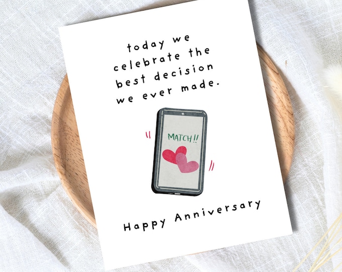Funny Online Internet Dating Anniversary Card | Funny Anniversary Card, Wedding/dating Anniversary For Husband Wife Boyfriend Girlfriend Him