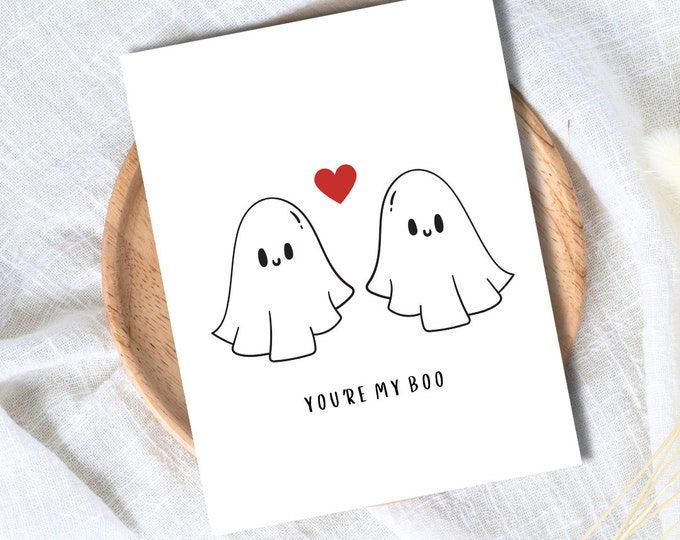 You're My Boo | Spooky Love Halloween Card Birthday Card For Husband Wife Boyfriend Girlfriend Couples Partner Funny Birthday Card